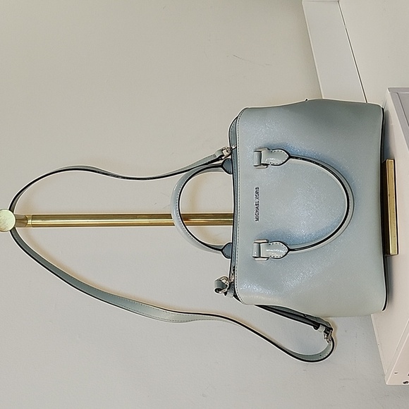 NWOT Michael Kors Benning Mint Leather Satchel W/ Wallet - Picture 3 of 16